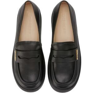 Empress Black Nappa Leather Flocassin Classic Comfort Loafer, Size 9